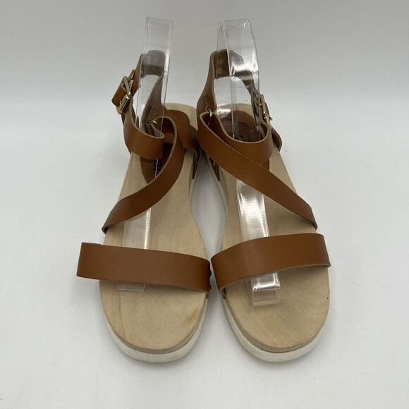 NEW Free People Sundown Flatform Sandal Brown Leather Gold Accent Size 7/38 - Picture 3 of 10